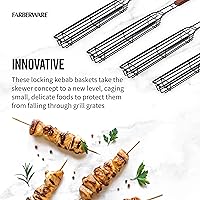Vista 5 de Farberware 5290494 BBQ Shish Kabob - Cestas para asar, color negro y madera