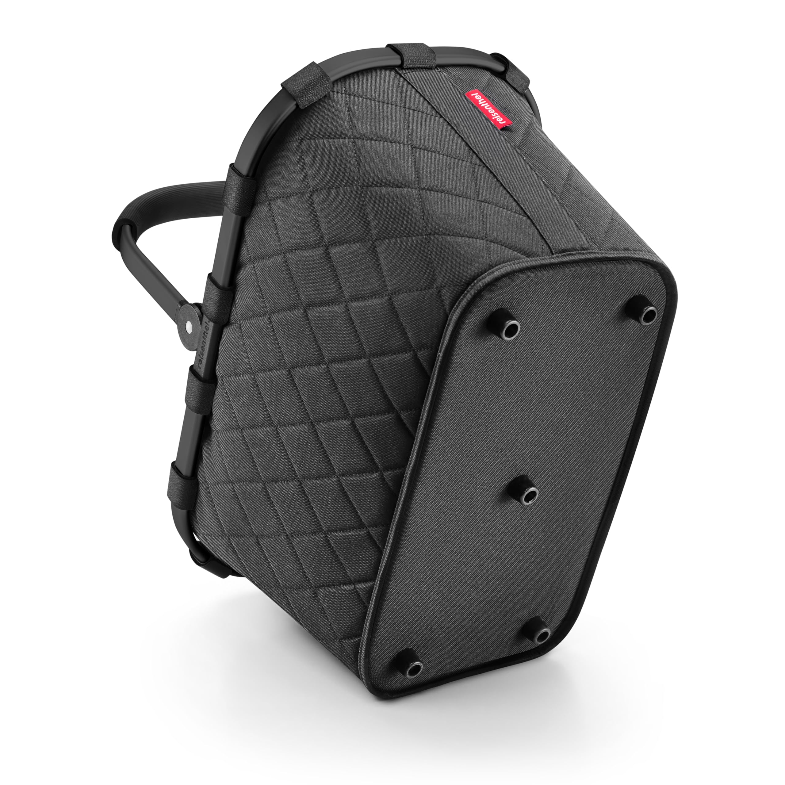 reisenthel Carrybag Frame Rhombus Black - Cesta de la compra estable con mucho espacio de almacenamiento y práctico bolsillo interior, diseño elegante e impermeable