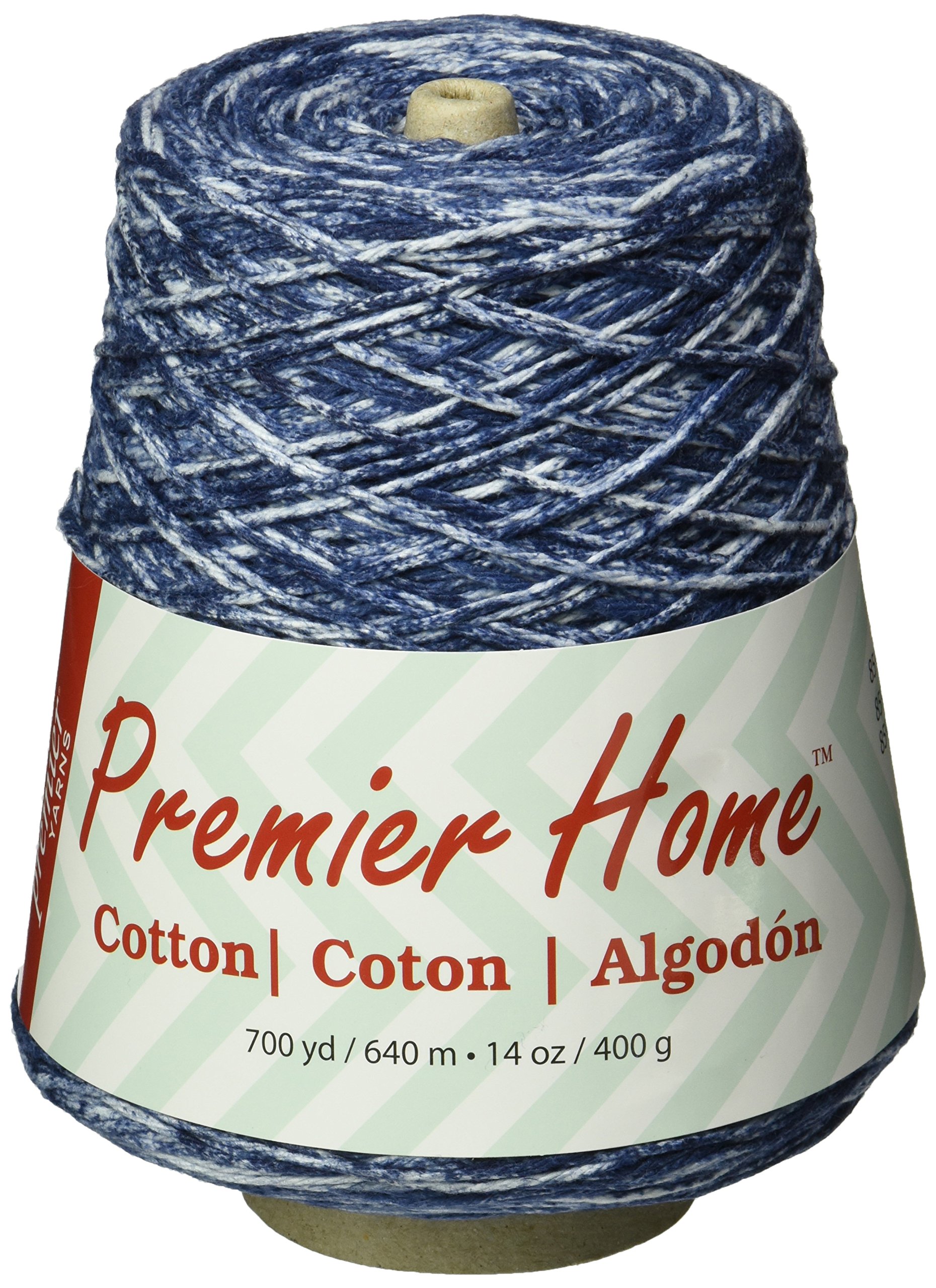Premier YarnsHome Cotton Cone Yarn, Ideal Knitting and Crochet Supplies, Made of Recycled Cotton and Polyester, Denim Splash, 700 Yards
