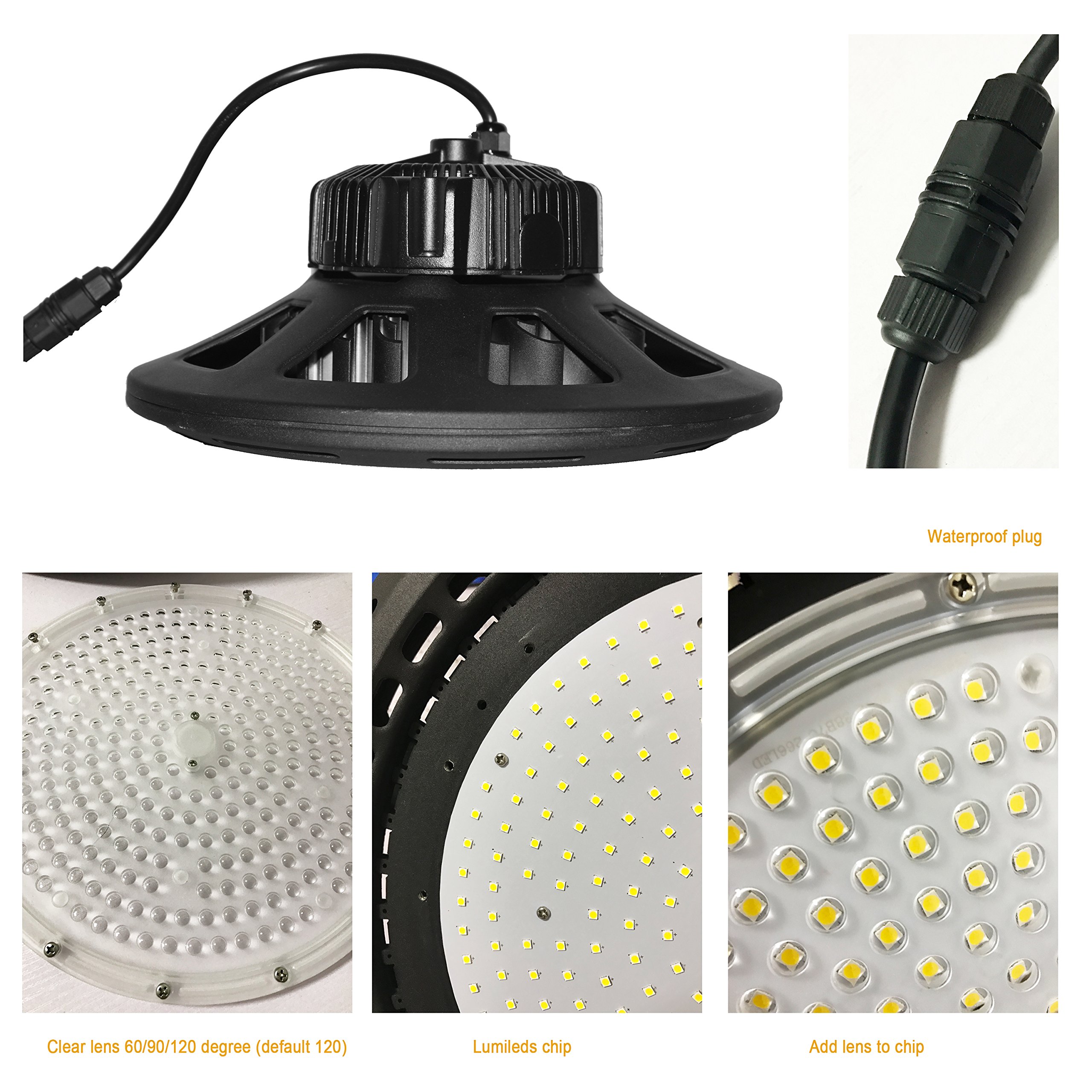 Zestaw 2 lamp LED UFO High Bay o mocy 80 W – 10400 lm, 5700 K, IP65, 100–277 V do warsztatów, magazynów i supermarketów(100w 140lm/w 5 years warranty)