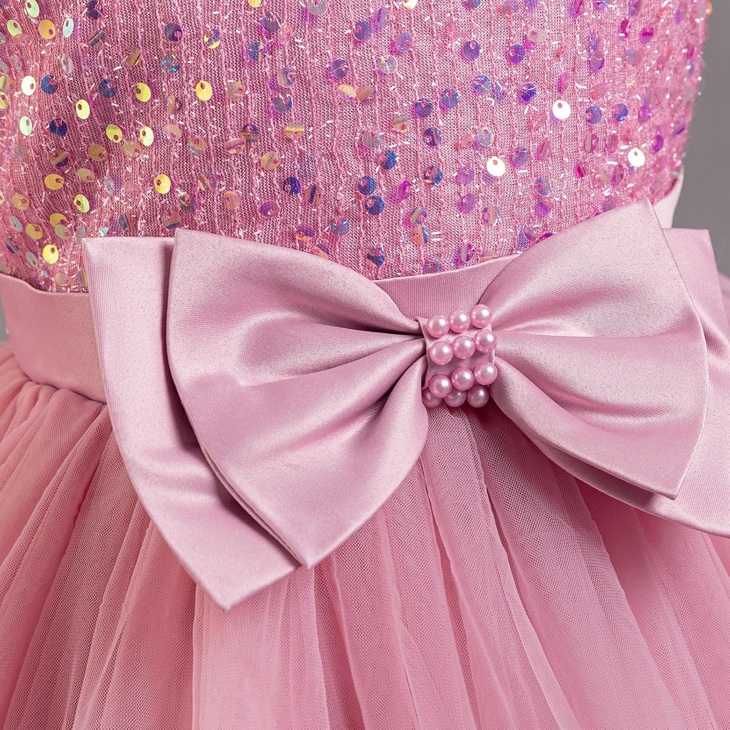 IDOPIP Toddler Girls Birthday Dresses Sequin Tulle Tutu Flower Girl Wedding Party Dress Pageant Formal First Communion Gown - Image 5