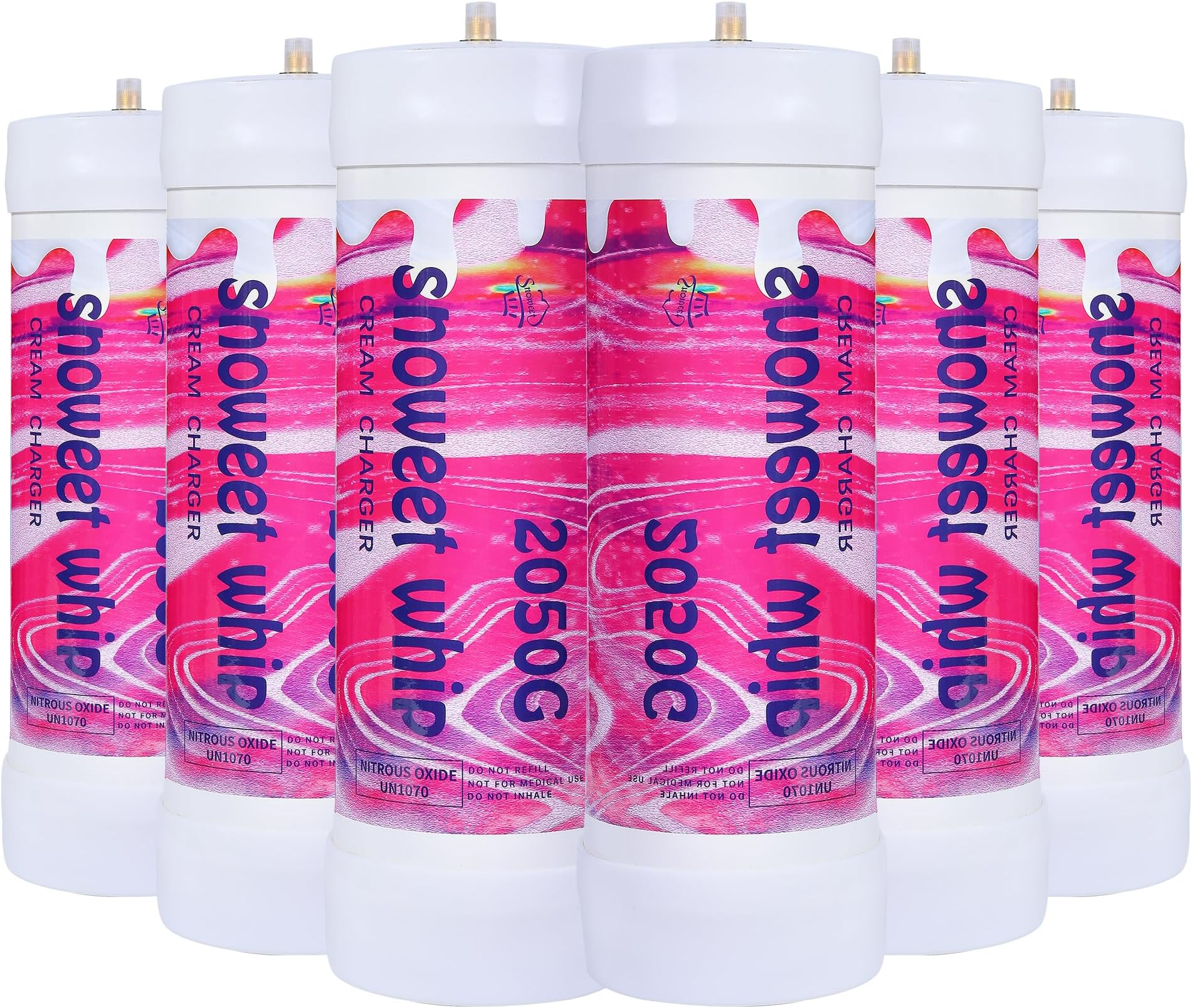 SNOWEET Cream Charger Tanks Original Flavor Steel Whipped Cream Dispensers 3.3L 2050Gram Whipped Cream Canisters with nozzles (Unflavour-6 Cylinders), Unflavor 2500G, 240617YW3.3L-6