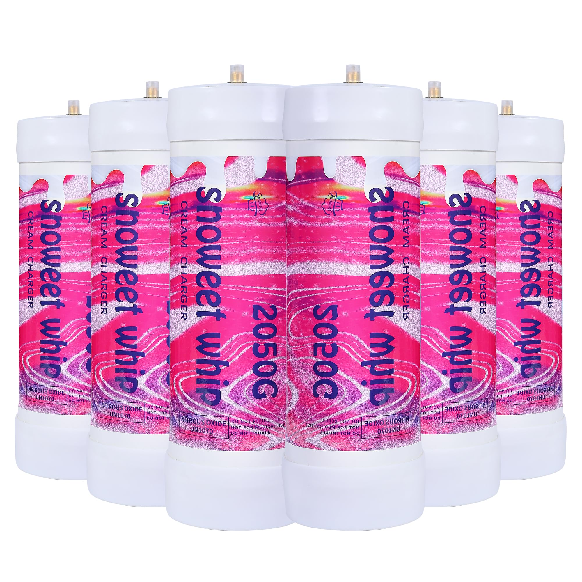 SNOWEET Cream Charger Tanks Original Flavor Steel Whipped Cream Dispensers 3.3L 2050Gram Whipped Cream Canisters with nozzles (Unflavour-6 Cylinders), Unflavor 2500G, 240617YW3.3L-6