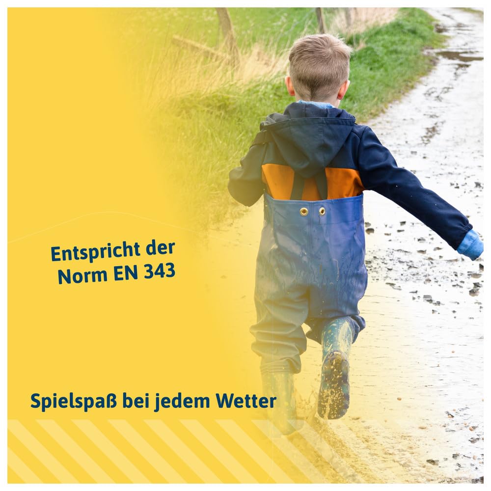Dönges Kinder-Wathose, wasserdichte Regenhose für Jungs und Mädchen, ungefüttert mit Watstiefeln und Verstellbaren Hosenträgern, Größe 34/35 Rosa, Outdoor Buddelhose für Regen, Matschhose