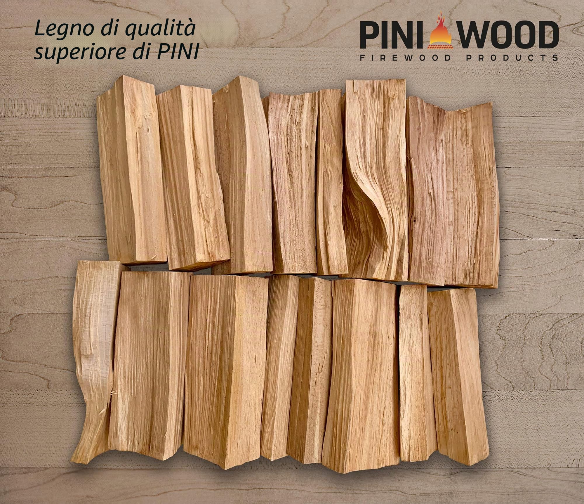 PINI Legno per barbecue senza corteccia, di faggio, 20 kg, 30-33 cm, per forno per pizza, barbecue e camino, braciere