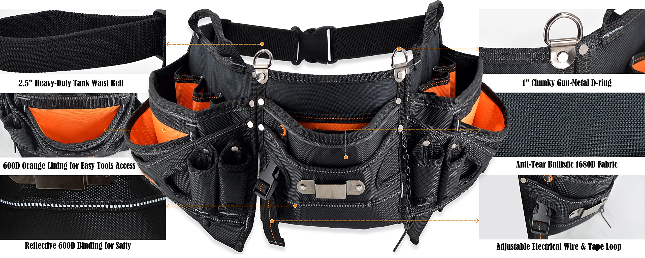 WELKINLAND Ceinture à outils robuste pour électricien, pochette à outils d'électricien, ceinture à outils CVC pour homme