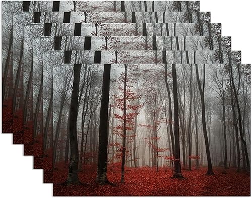 Miniatura 8 de Juego de 6 manteles individuales con diseño de gato negro, lavables, resistentes al calor, de 12 x 18 pulgadas, bonitos manteles individuales para