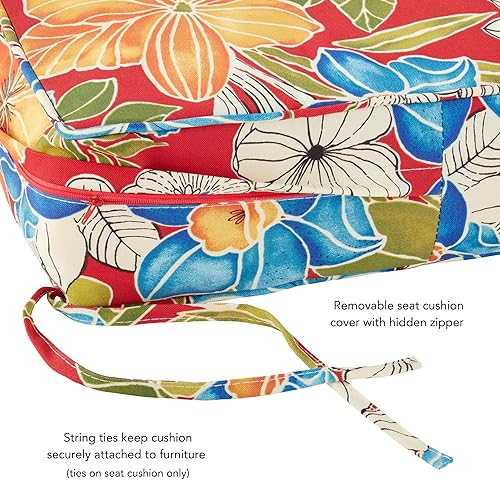 Miniatura 4 de Greendale Home Fashions Juego de cojines para exterior de 2 piezas de asiento profundo, Aloha Carmesí