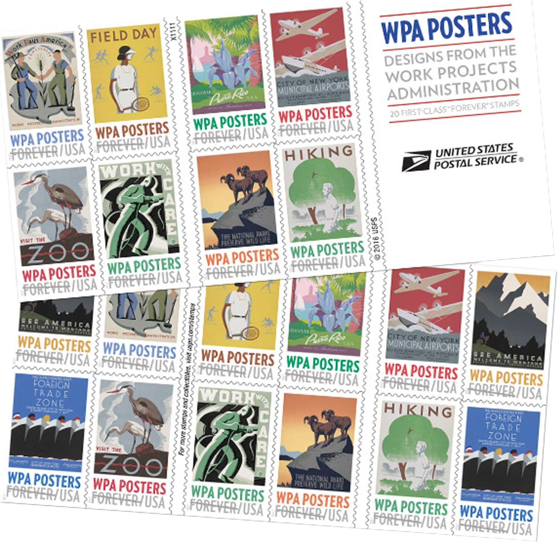 WPA Posters Book of 20 Forever Postage Stamp Work Projects