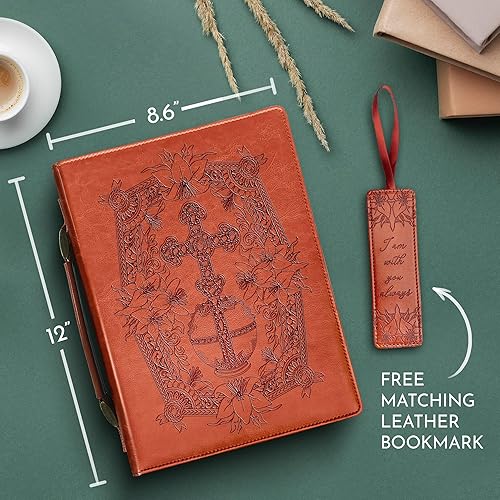 Miniatura 5 de Funda para la Biblia con marcador y resaltadores, fundas para la Biblia para mujer, de cuero vegano, diseño único, funda de la Biblia para mujeres,