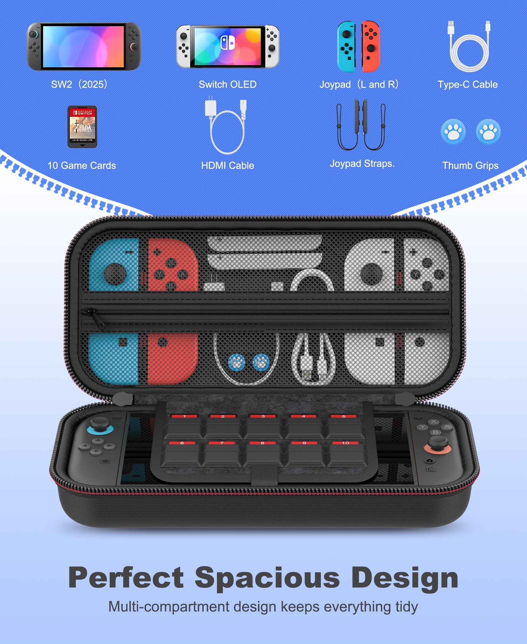 CYOYPPY Orzly, custodia da viaggio compatibile con Nintendo Switch e New Switch OLED Console da viaggio per accessori e giochi