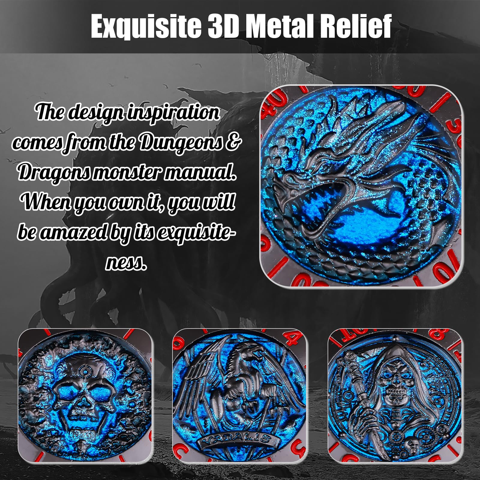 Dado Giratorio De Metal 7 En 1 Para D&D – 6 Caras Con Relieve 3D, Eje Giratorio, Almacén Oculto Para Dados, Regalo Para Rol