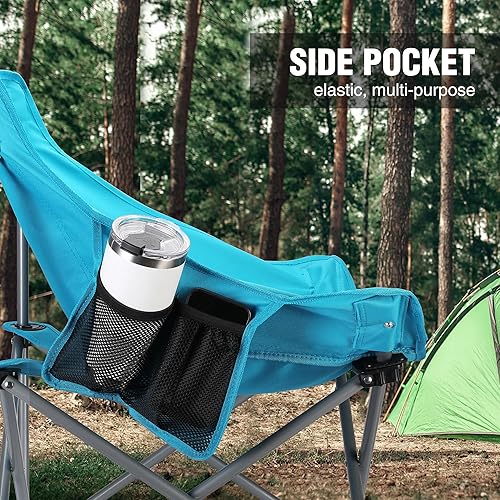 Miniatura 7 de VILLEY Silla de camping plegable de playa, silla ligera portátil para césped al aire libre, silla plegable con bolsa de transporte, para senderismo,