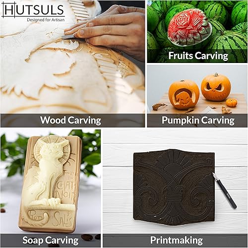 Miniatura 4 de Hutsuls Juego de herramientas de tallado de madera, fácil de usar, 12 piezas de mini cincel de madera para principiantes, kit de tallado de madera