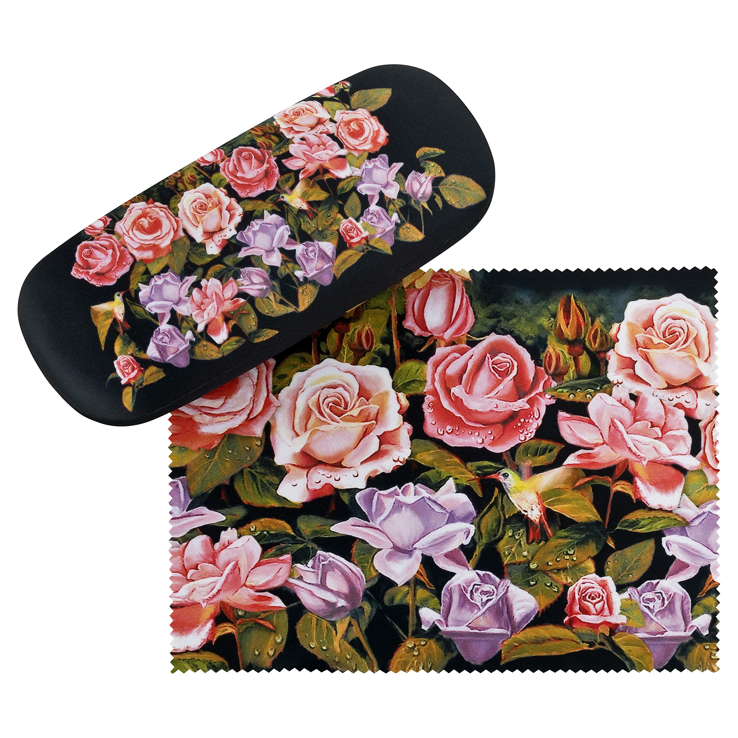 Von Lilienfeld Women's Multicolour Glasses Case Flowers Rose Garten Present Cleaning Cloth Spectacle Cases Lightweight Stable