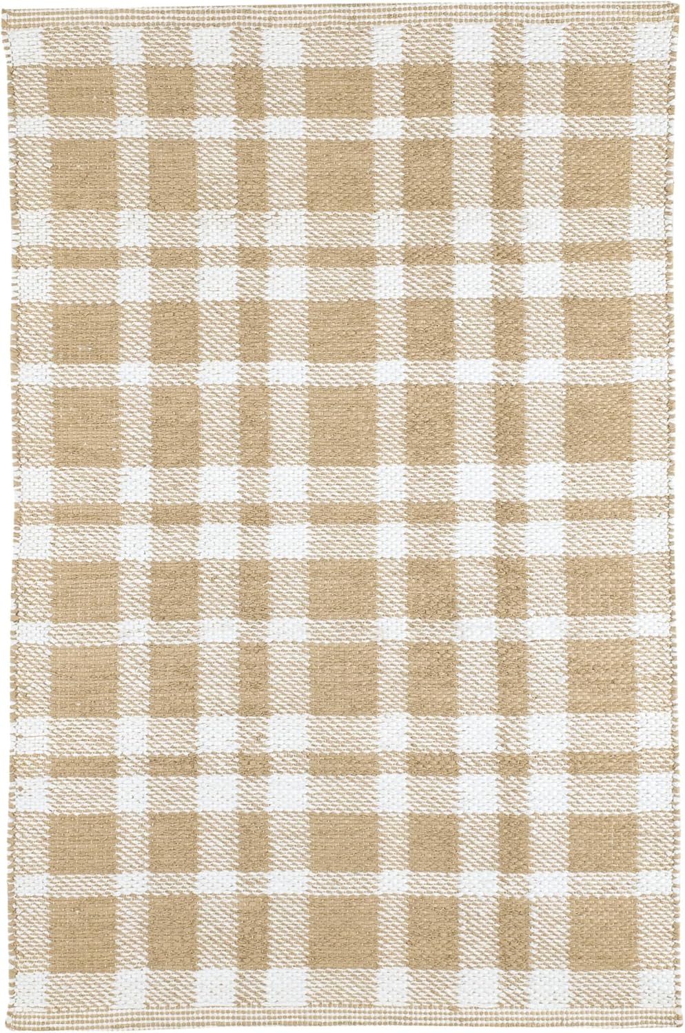 Dash & Albert Tattersall Khaki Handwoven Indoor/Outdoor Rug, 9.5 X 13.5 Feet - Premium Luxury Hotel Quality Soft Breathable Hypoallergenic Machine Washable Easy Care All Season Comfortable Bedroom