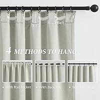 Vista 3 de 2 paneles de cortinas opacas, de lino, con textura, pestaña trasera o bolsillo para cortinero, plisadas, para sala de estar, dormitorio
