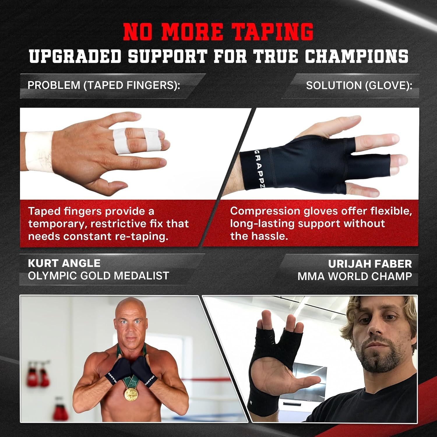 Grappz Middle Finger Brace Compression Gloves – Athletic Buddy Tape & Trigger Finger Splint Alternative – Finger Sleeve & Brace, Arthritis Pain Relief & Joint Stabilizer for All Sports – Unisex L