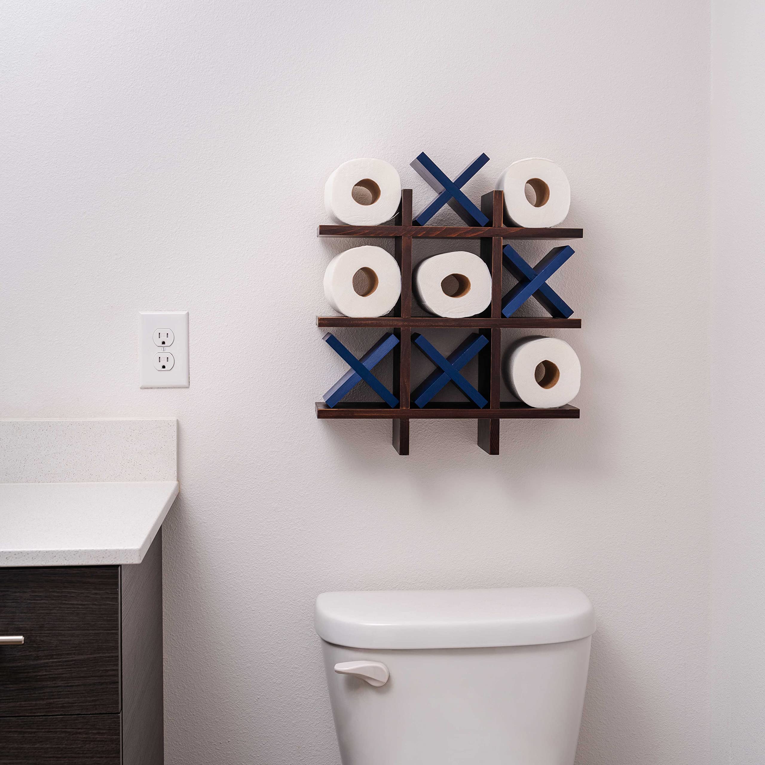 Avocrafts Toilet Paper Holder Tic Tac Toe Design, Bathroom Toilet Paper Storage, Wall Mounted Toilet Paper Holder