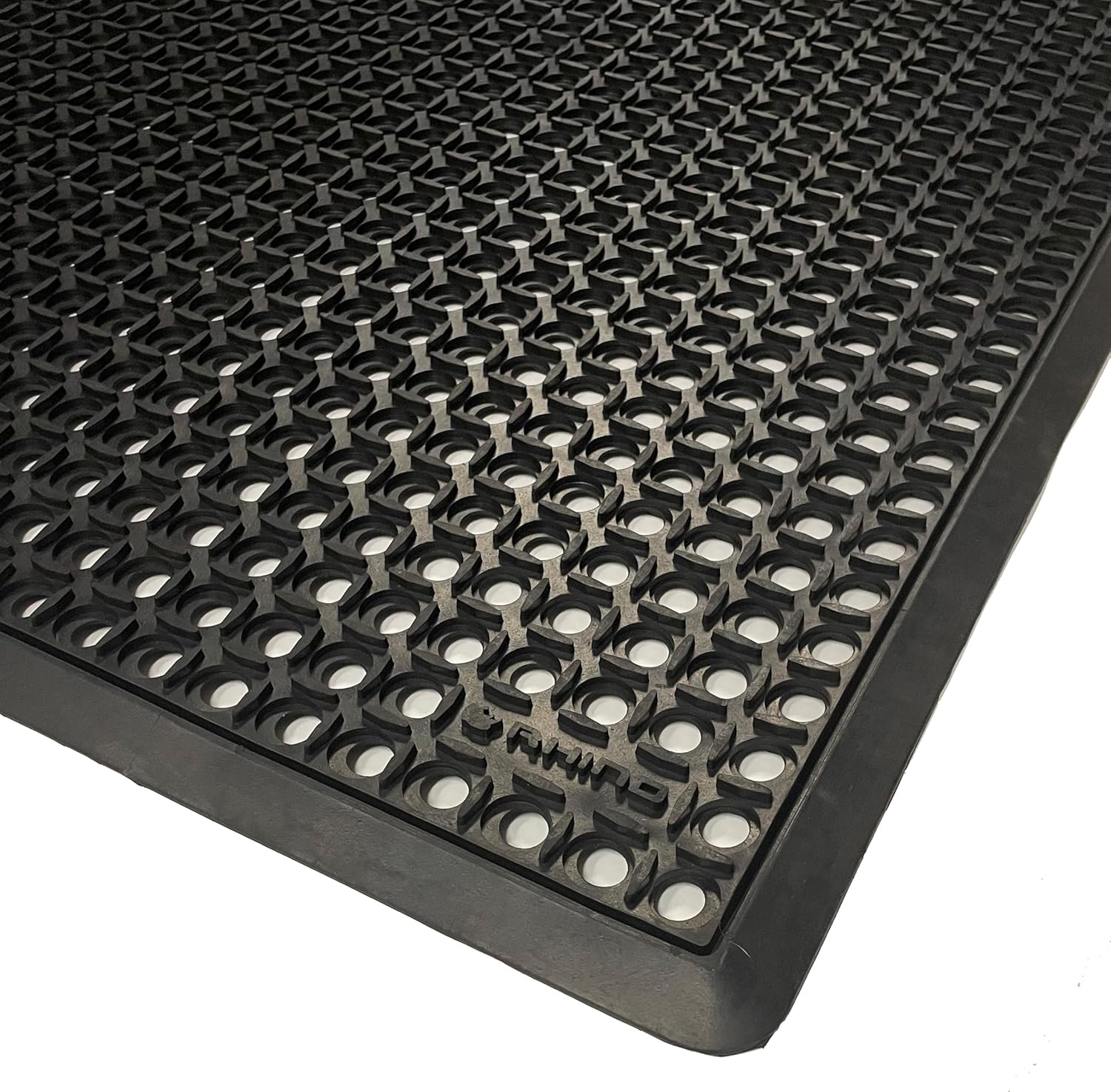 Rhino Mats, B-Series Anti-Fatigue Drain-Thru, Grease Resistant, Non-Slip Drainage Floor Mat for Restaurant, Kitchen, Pool, Car Wash, Lab, Gyms, Workplace, Docks or Anywhere (Black, 3' x 10' x 3/4")