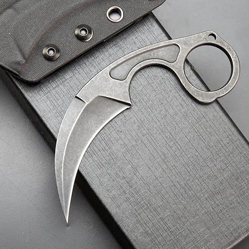 Miniatura 2 de C1293 - Cuchillo de supervivencia para exteriores, hoja de acero D2, mango de acero inoxidable con funda para supervivencia al aire libre,