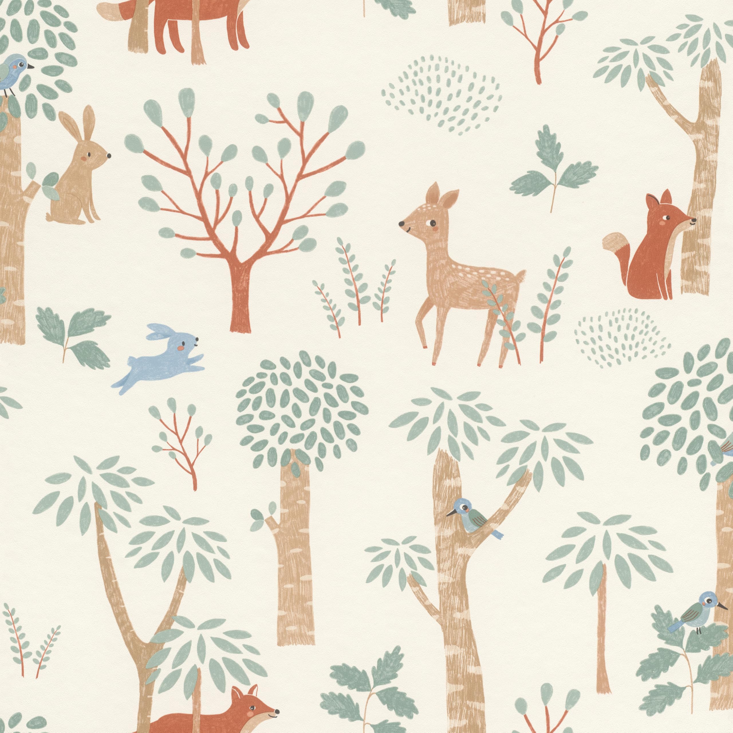 Papier peint enfant lavable arbres et animaux Rasch Kids World 302813