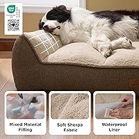 Vista 5 de Bedsure Cama ortopédica para perros de tamaño mediano, camas extra gruesas de apoyo para perros medianos con funda impermeable lavable, cómodo sofá