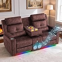 Vista 10 de Sofá reclinable eléctrico con calor y masaje, sofá reclinable eléctrico con reposapiés extendido, sofá reclinable de 3 plazas con puertos USB