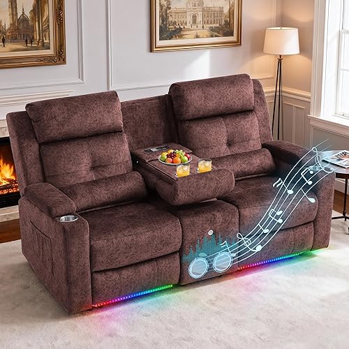 Miniatura 9 de Sofá reclinable eléctrico de 80 pulgadas con calor y masaje, sofá reclinable eléctrico con reposapiés extendido, sofá reclinable de 3 plazas con