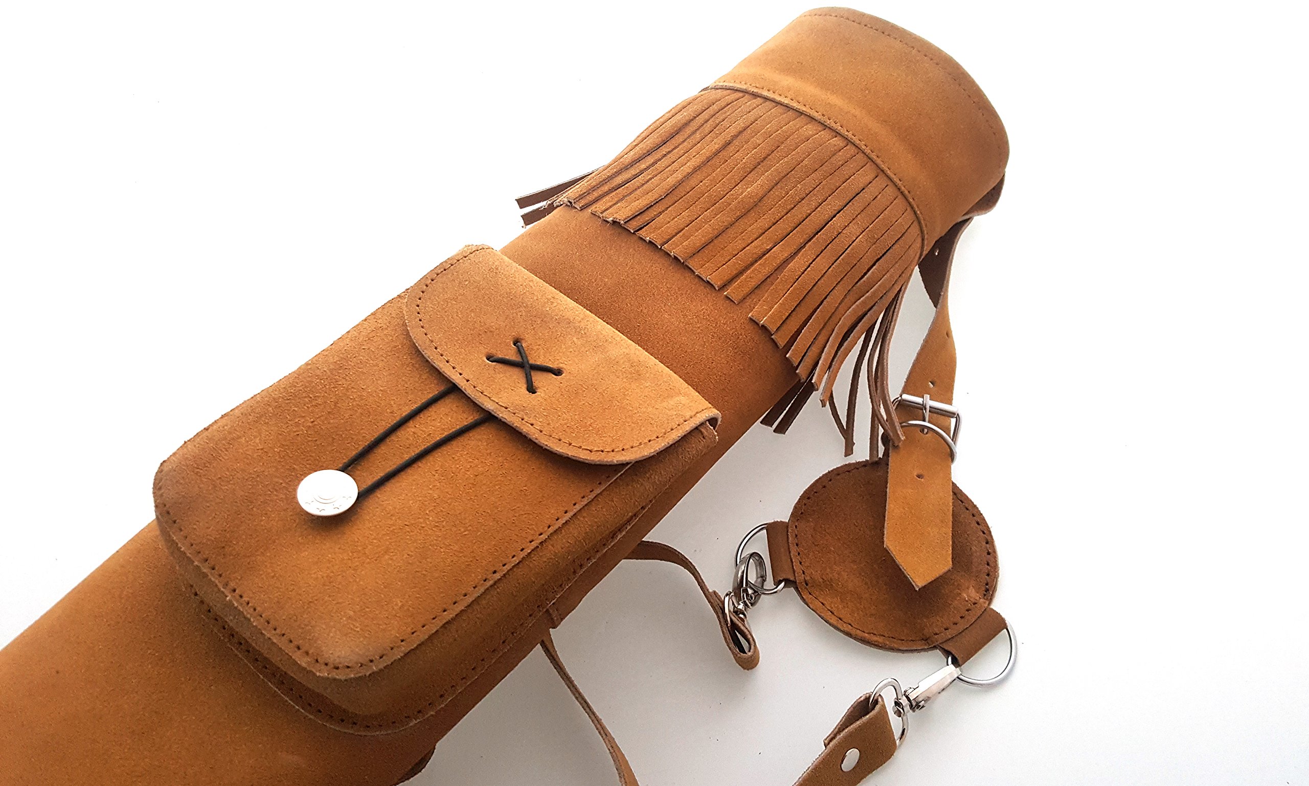 Aljaba de piel de ante tradicional para tiro con arco, Honey Brown