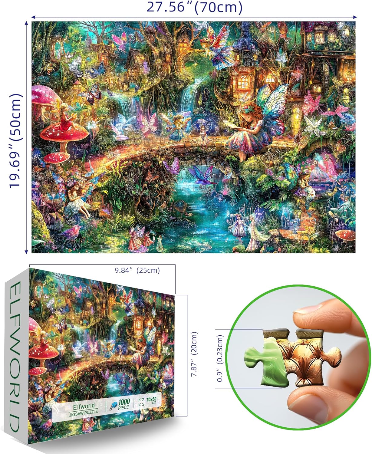 Blueforest 1000 Piece Puzzle for Adults - Magical Fairy Forest Fantasy Art, 27.5x19.7 Inches Premium Jigsaw Puzzle for Game Nights Relaxation & Home Decor