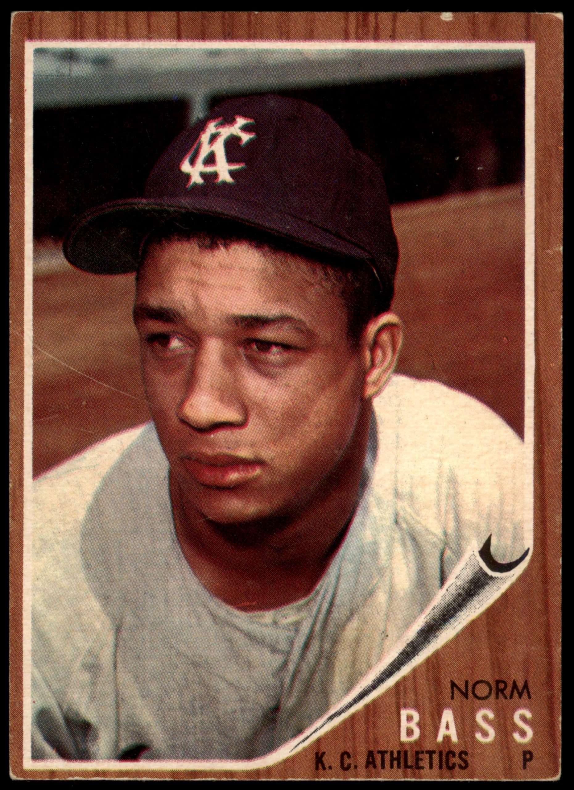 1962 Topps # 122 NRM Norm Bass Kansas City Athletics (Baseball Card) (Normal Tint) VG/EX Athletics