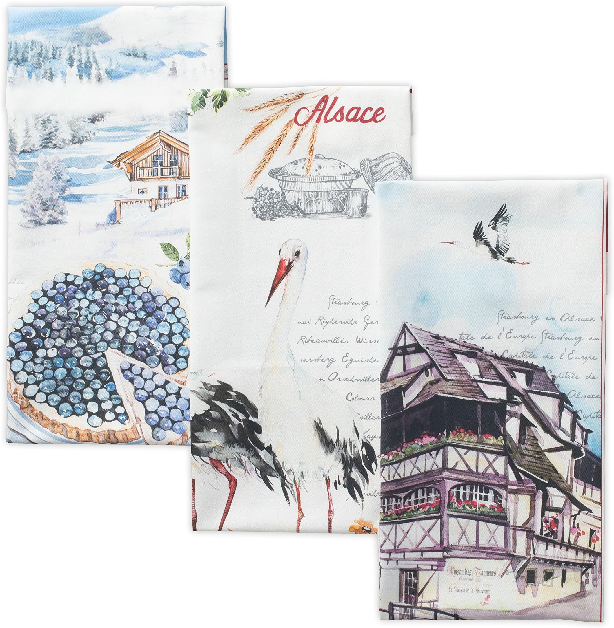 Maison d' Hermine Kitchen Towels Set of 3 100% Cotton 27.50" x 20" Reusable Cloth Tea Dish Towels Absorbent with Hanging Loop for Kitchen Easter Decorations Spring/Summer (Mulhouse)