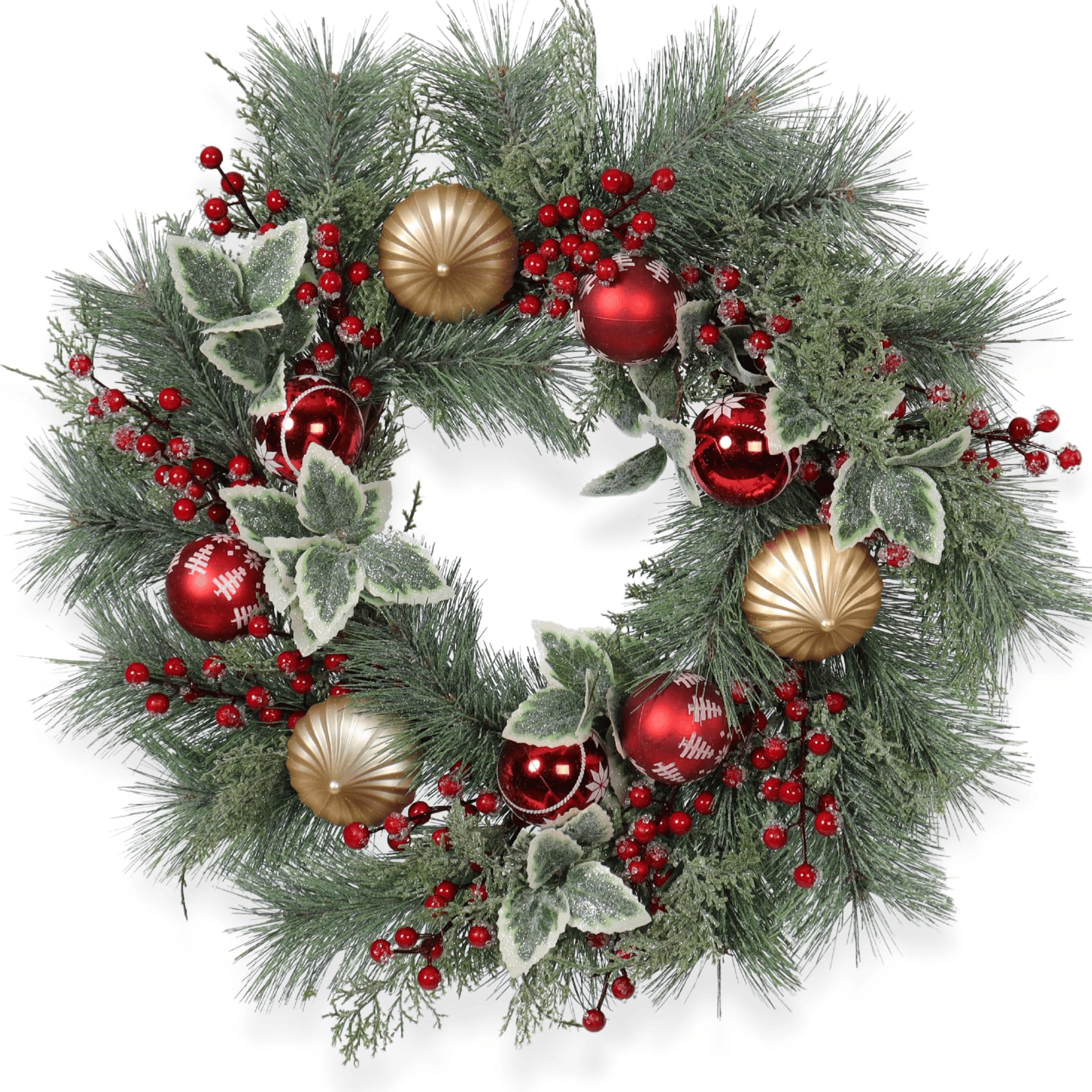 Couronne de Noël artificielle durable qui ne perd pas ses baies