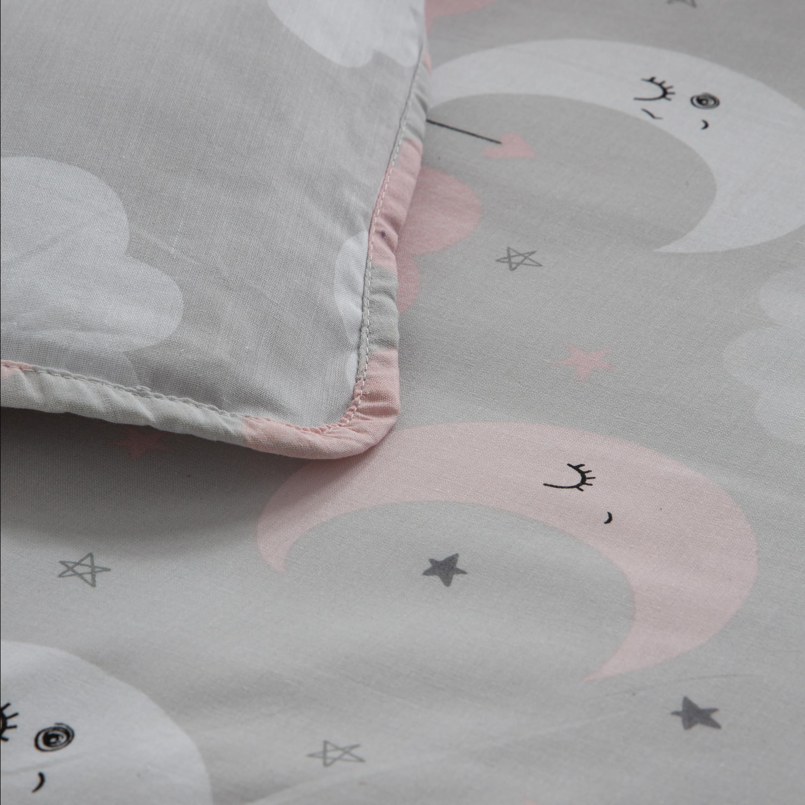 COTTON ARTean Saco nordico con Relleno Lunitas Rosa para Cama 90 x 190/200 + 1 Funda de Almohada. Saco Unido a la Bajera con Cremallera. con Relleno nórdico.