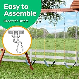 Jungle Gym Kingdom Swing Set Hangers - 4 Heavy Duty Brackets with Locking Snap Hooks for Porch, Patio, Playground - Indoor/Outdoor Hardware & Accessories