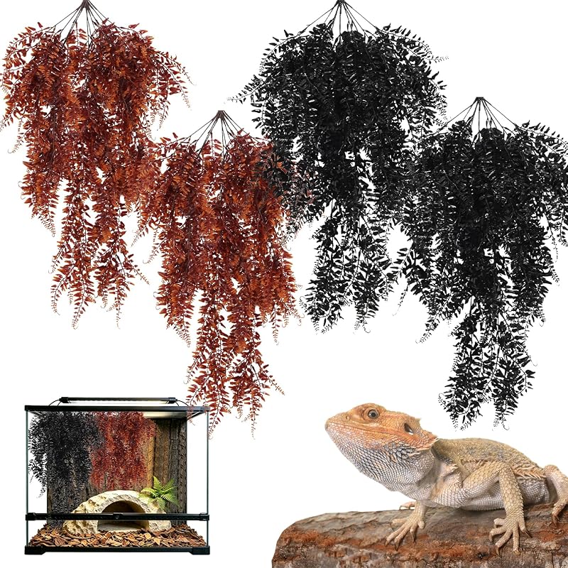 Plantas Artificiais Pendentes para Terrário Hamiledyi com Ventosas e Arame Flexível, 4 Unidades