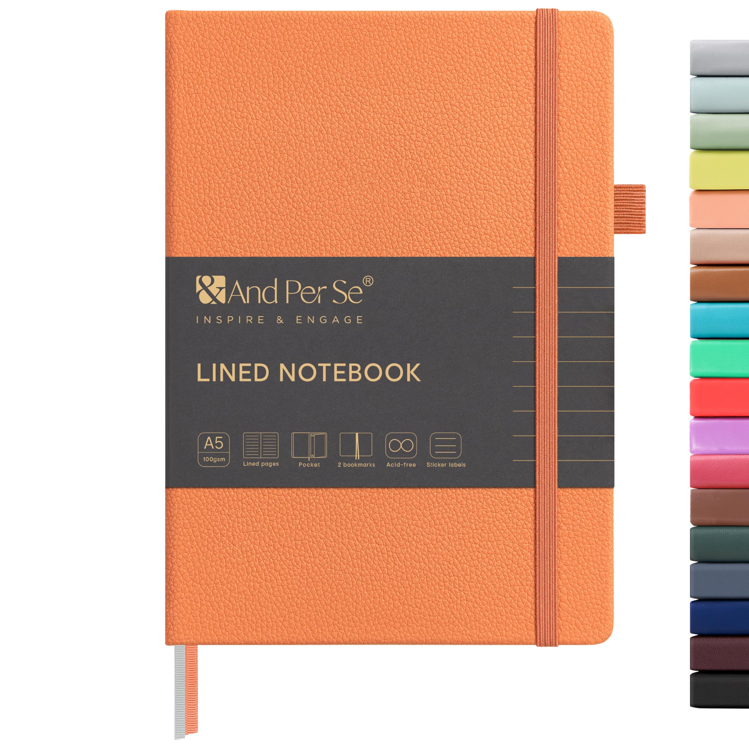 &And Per Se Lined Journal Notebook, 160 Pages, A5 5.7 x 8 inches College Ruled Thick Paper Notebook Journals for Writing, Hardcover Notebooks for Women Men Office School (1 Pack, Pumpkin Orange) — image 1