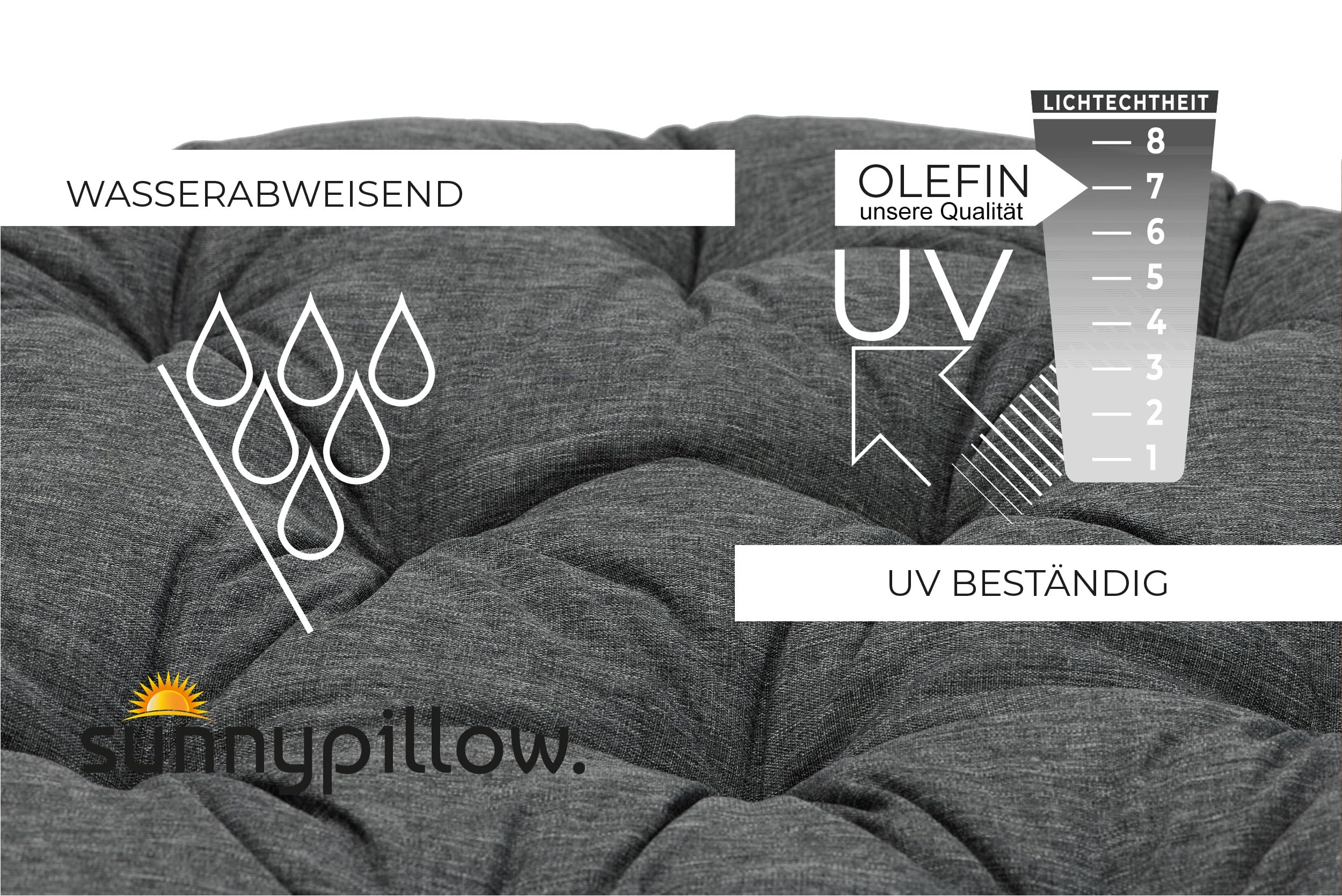 sunnypillow Papasansessel | Rattansessel mit Kissen rund Durchmesser 120 cm | gemütlicher Loungesessel drehbar für Wohnzimmer | Balkon Sessel Korbsessel Rattan Lesesessel | Outdoor/Indoor | Antrazit