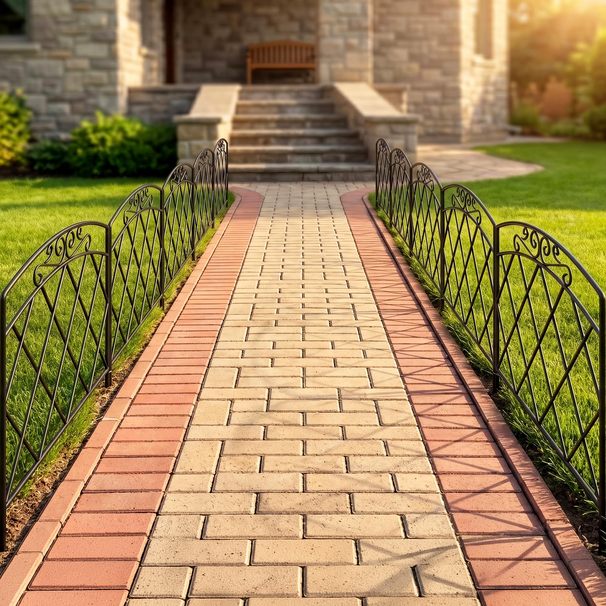 Thealyn Clôture Décorative en Métal, 61 cm x 61 cm x 5 pieces | Barrière de Jardin pour Chiens, Installation sans Creuser (Elegant)
