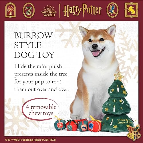 Miniatura 3 de Harry Potter Juguete de madriguera de árbol navideño de 14 pulgadas con chirriante de felpa Hogwarts House Presents  Juguetes para perros para