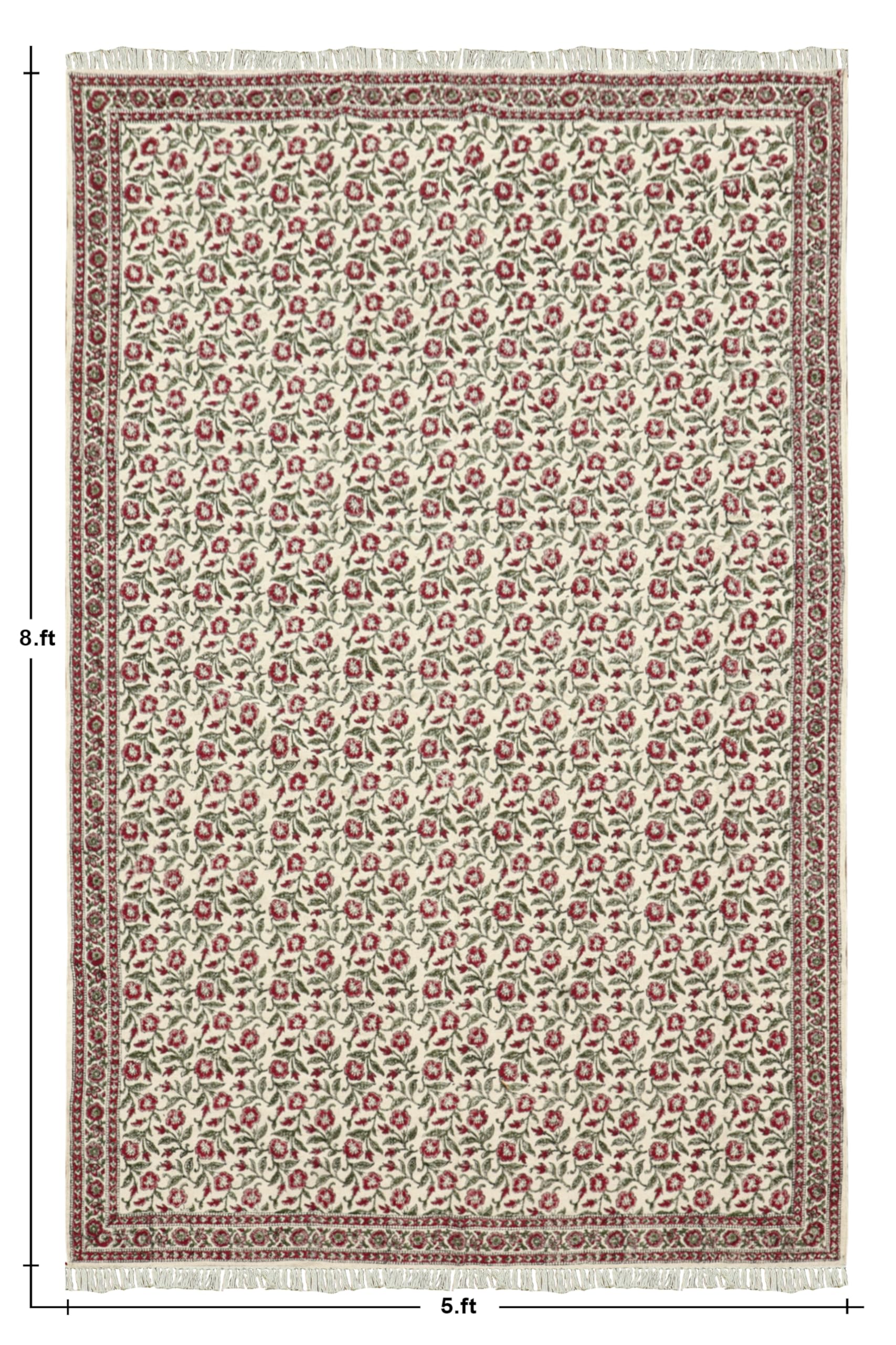 Läufer – Kelim Teppich, 10,2 x 25,4 cm, Rot & Beige, Baumwolle, Dhurrie, für drinnen und draußen, Flachgewebe, für Zuhause und Foyer, Korridor, Flur und Treppenläufer