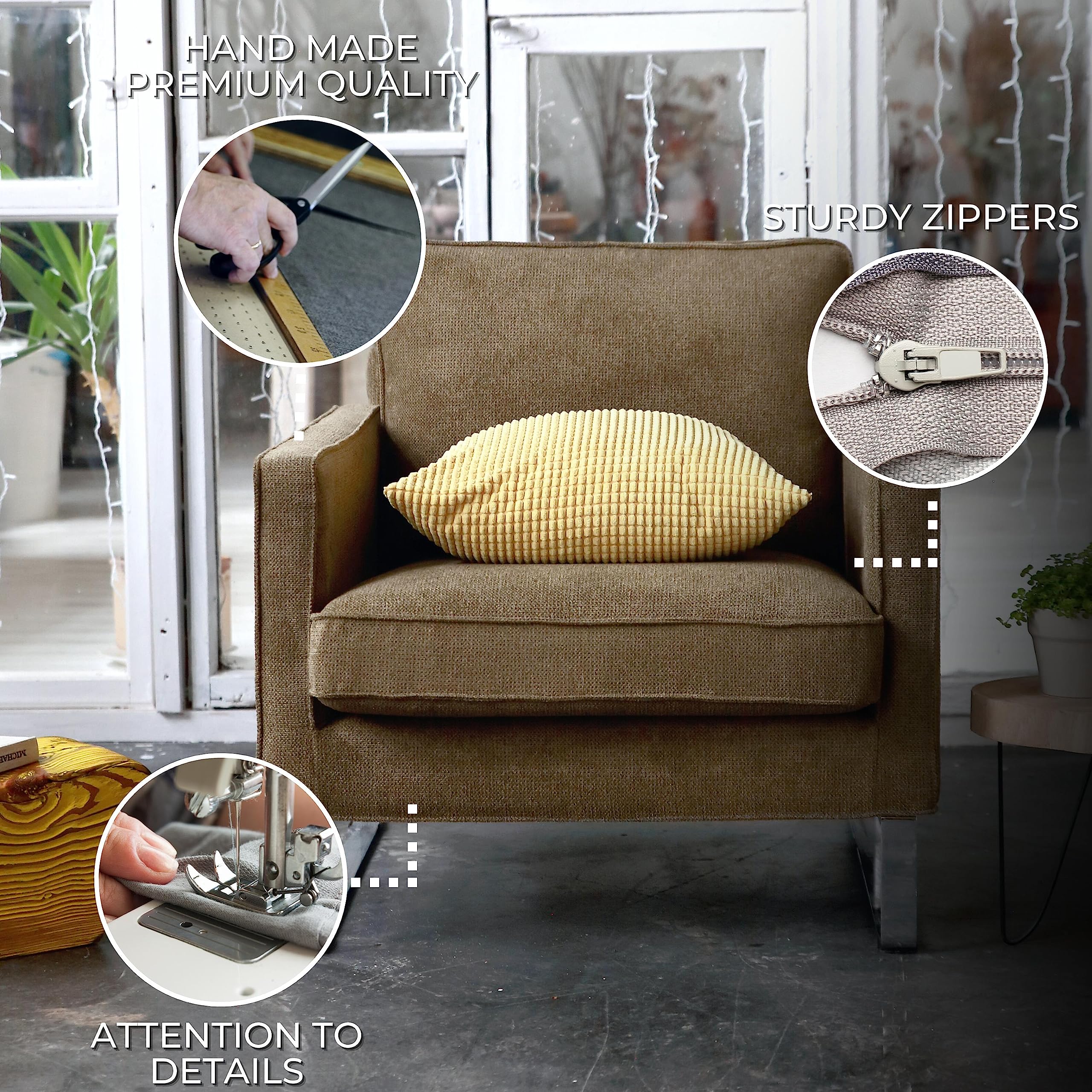 comfortly | Pokrowiec na fotel Mellby, zapasowy pokrowiec, wytrzymały, odporny na zabrudzenia i zwierzęta domowe, trwały materiał Nano-Tech, łatwy do czyszczenia i wymiany (mieszanki kaszmiru)