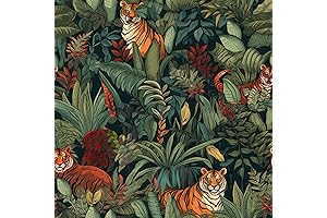 Jungle Animals Wallpaper Peel and Stick Boho Wallpaper for Cabinets