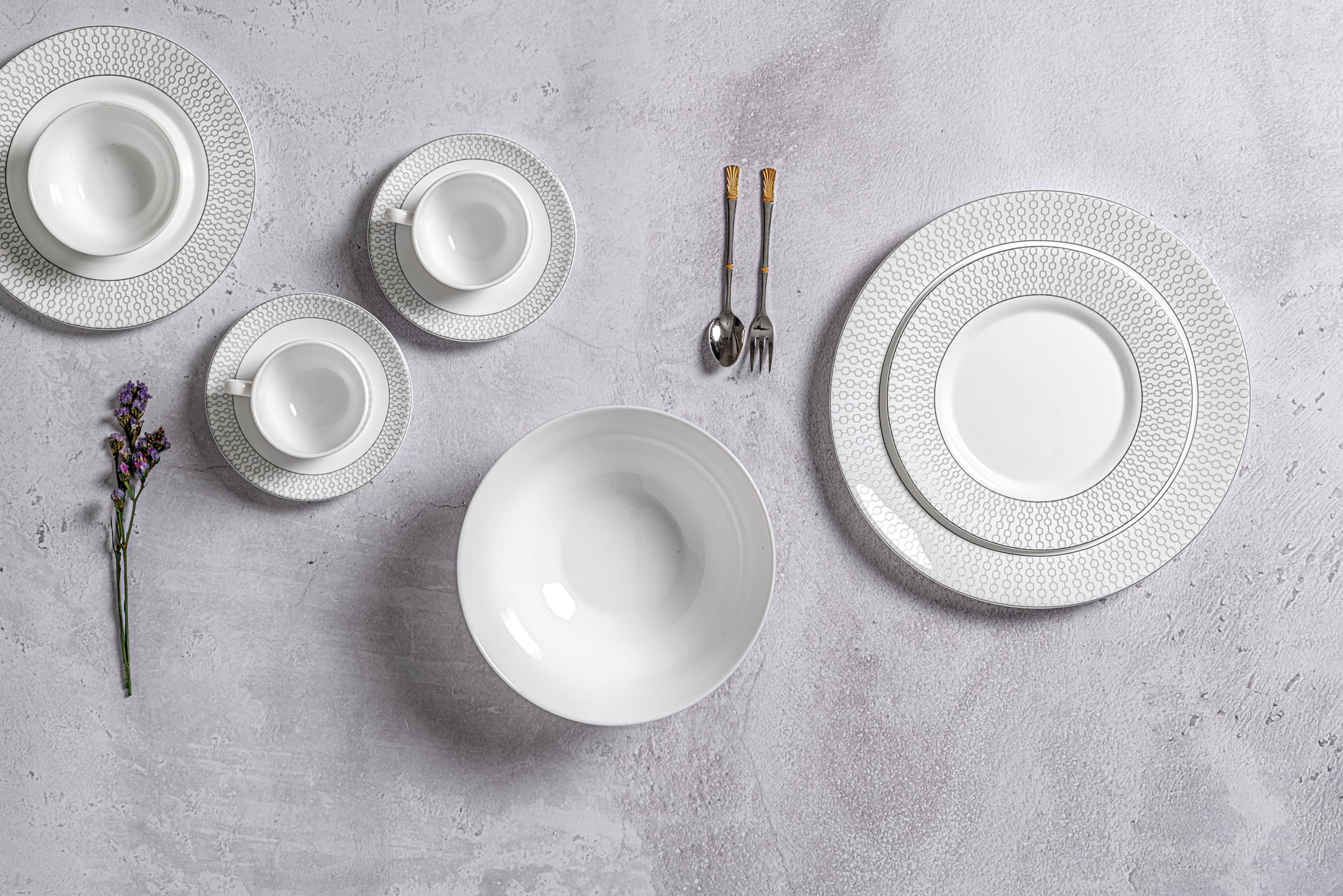 La Opala Diva Dinner Set - 62 Piece Grey Tableware -2