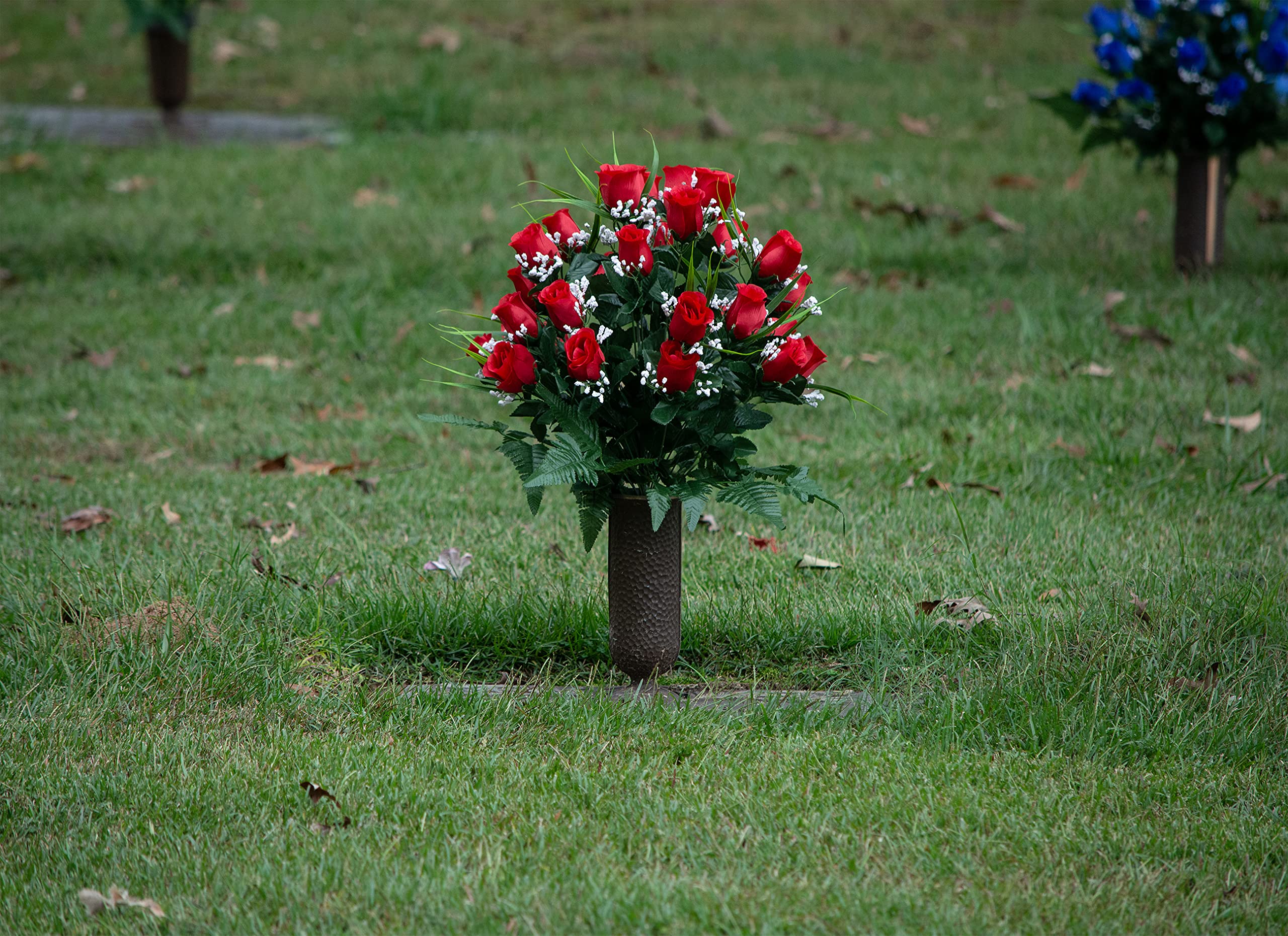 Buy Sympathy Silks Artificial Cemetery Flowers Realistic Outdoor Grave Decorations Red