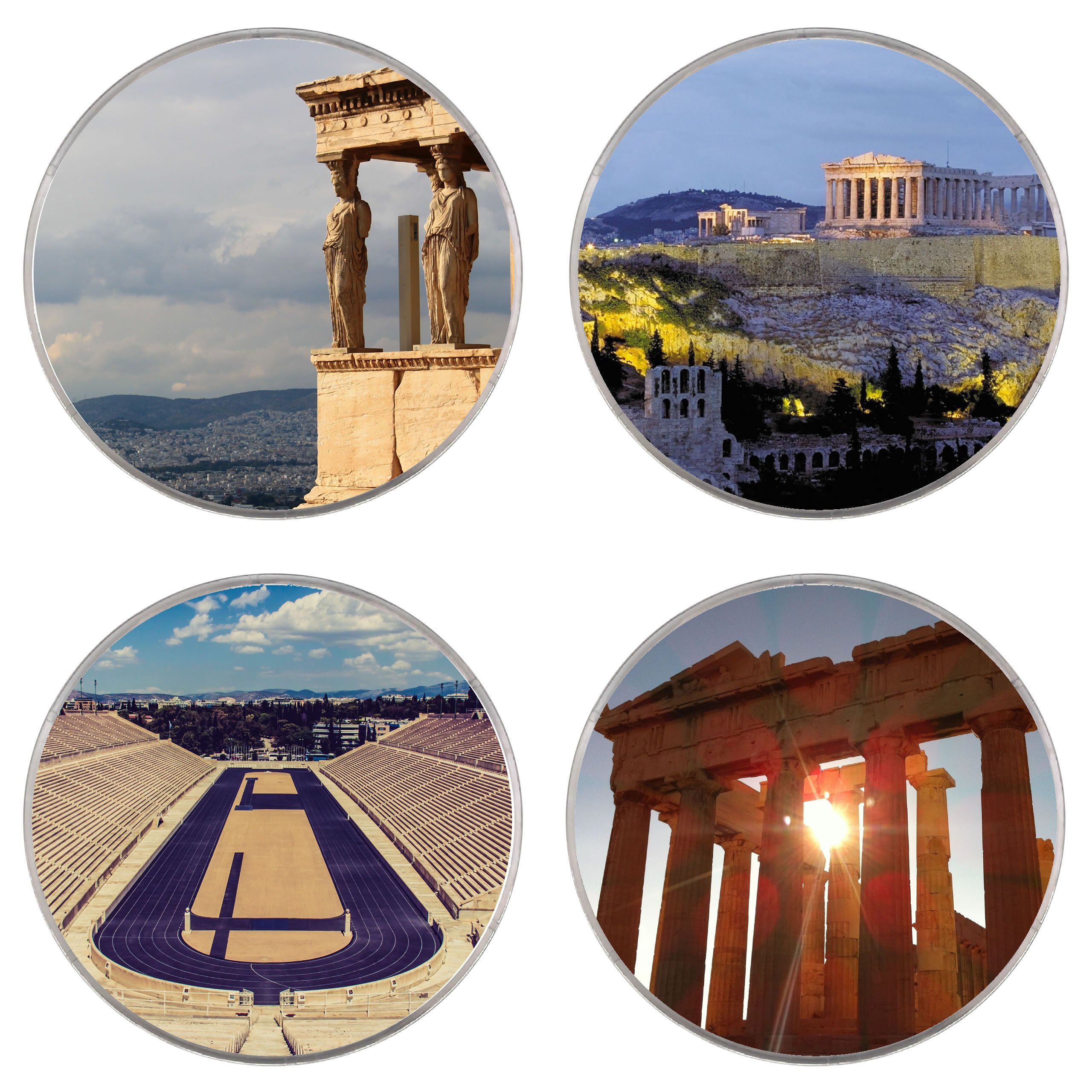 Athens - Greece - 80mm Coasters (4 Pack) - Gift/Present - For Mugs/Glasses/Cups