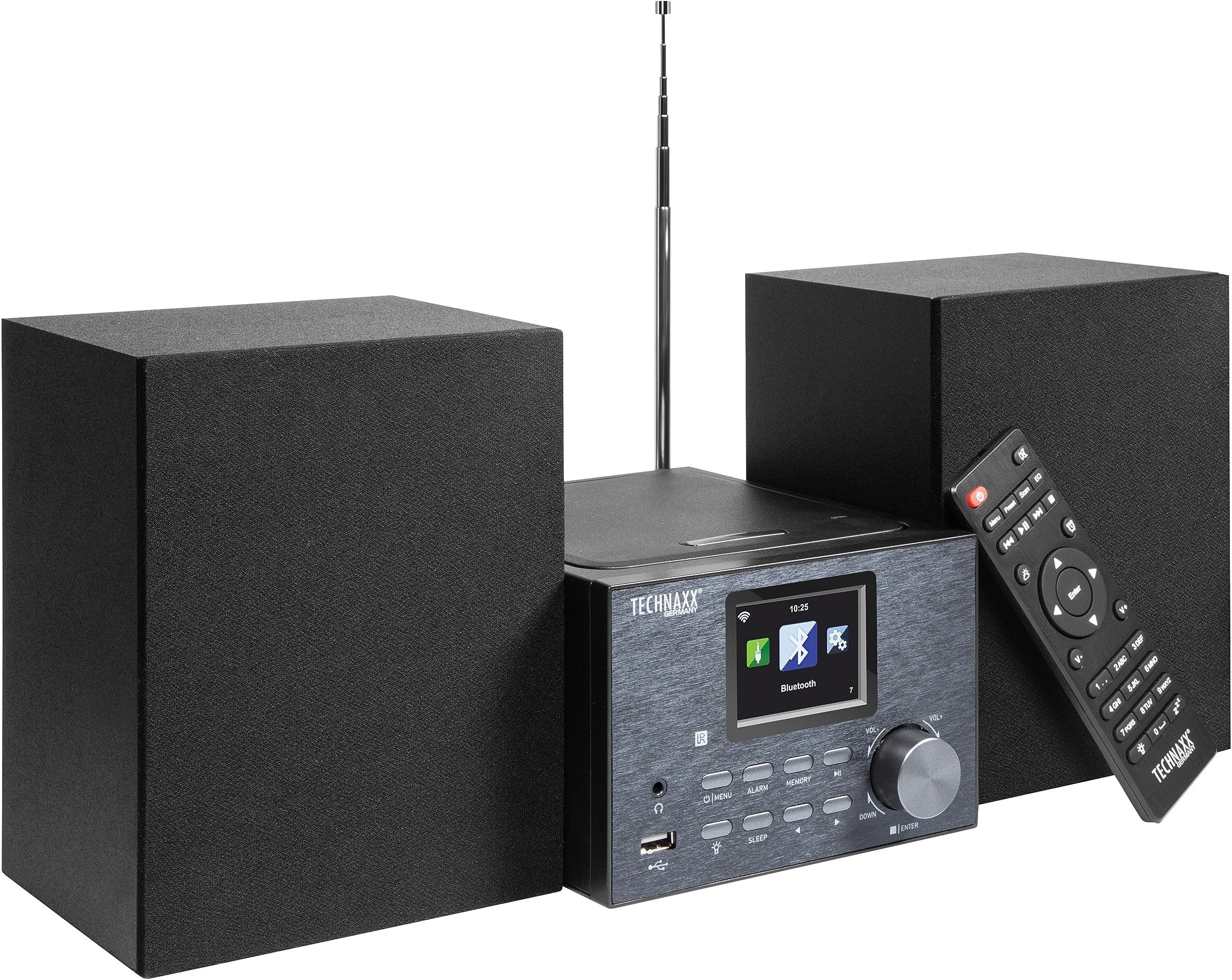 Technaxx Internet Radio Mini HiFi Stereo System TX-178 with CD Player, Bluetooth 5.0 Function for Wireless Streaming, DAB+ and FM Radio Tuner, Remote Control, 2,4'' TFT Color Display