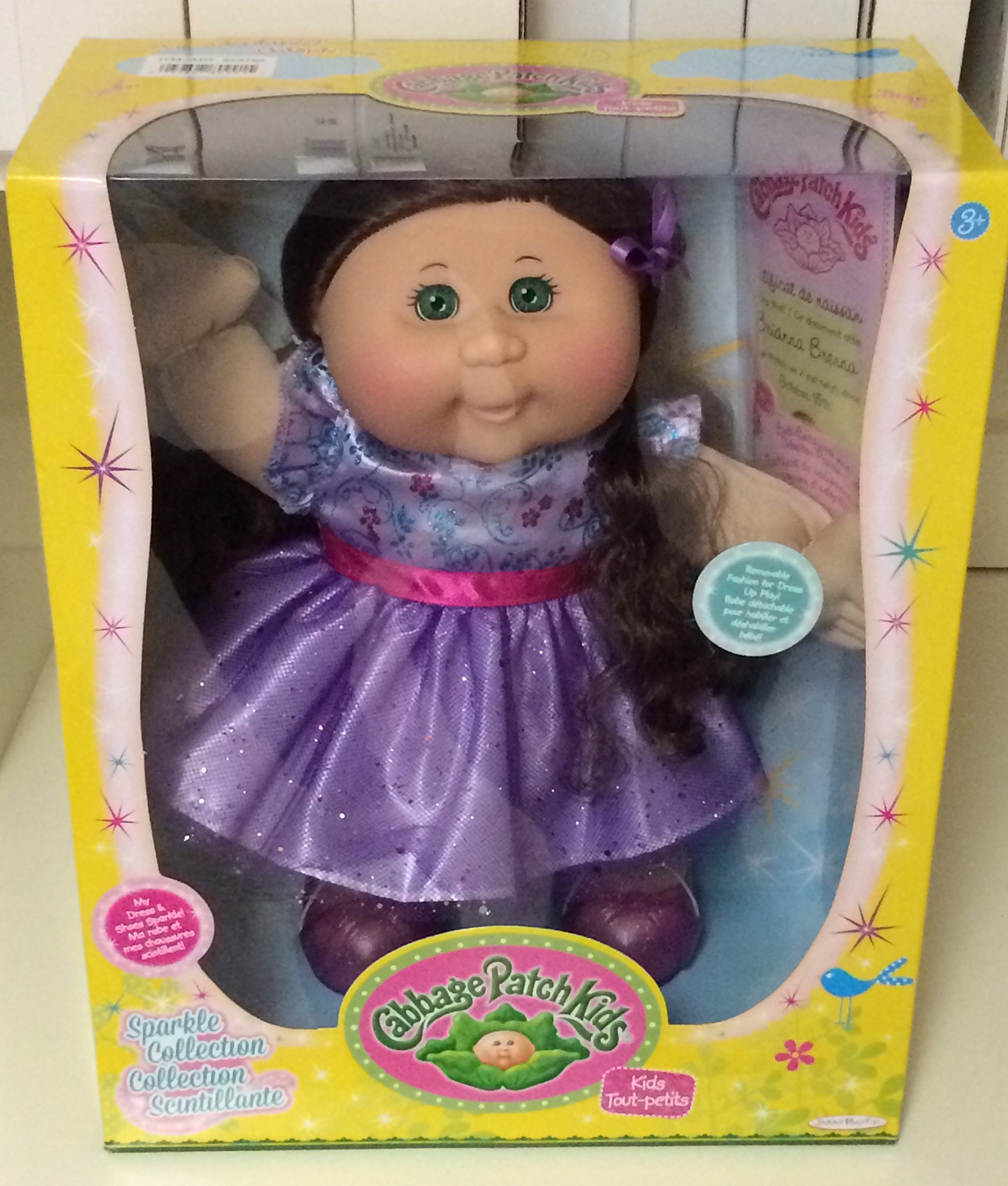 Cabbage Patch Kids Sparkle Brown Hair Green Eyes Purple Dress