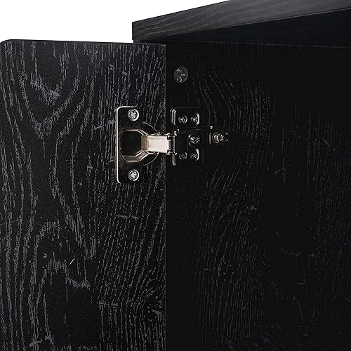 Miniatura 7 de Naomi Home Cómoda de 5 cajones con gabinete de 2 estantes, negro envejecido, almacenamiento inteligente con divisores ajustables, ruedas con